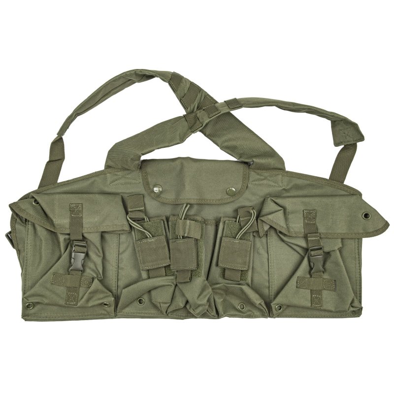 NcSTAR AK Chest Rig Green Ambidextrous Holds 6 Mags Nylon