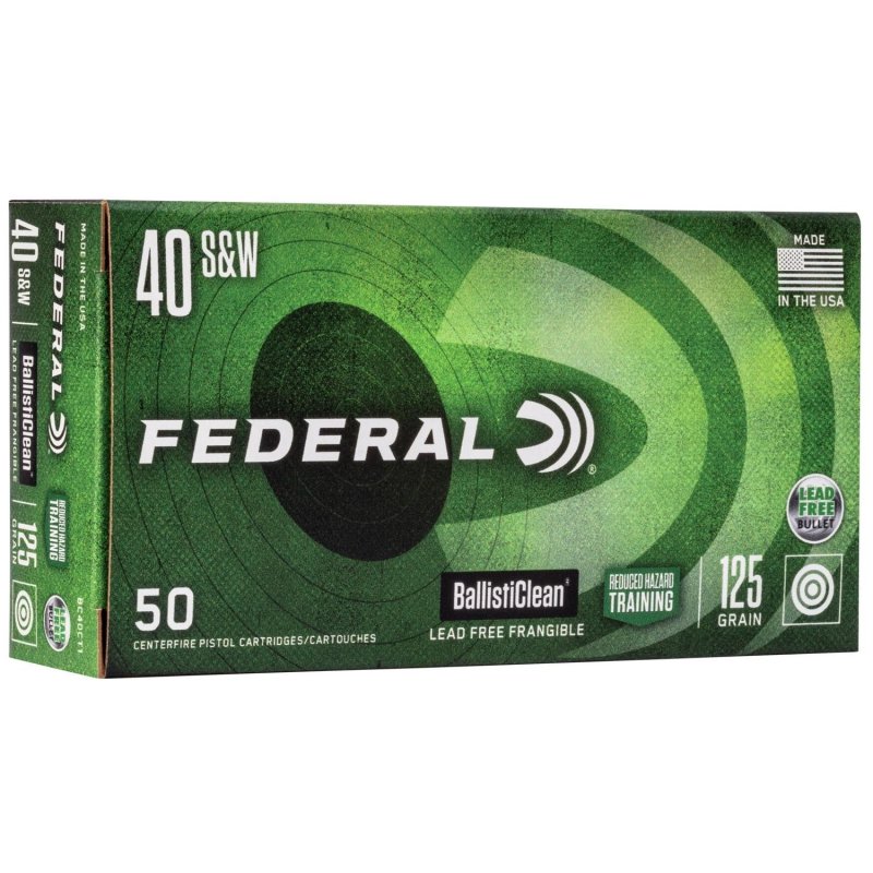 Federal BallistiClean 40 S&W 125gr Lead-Free Frangible Ammo 50rd Box