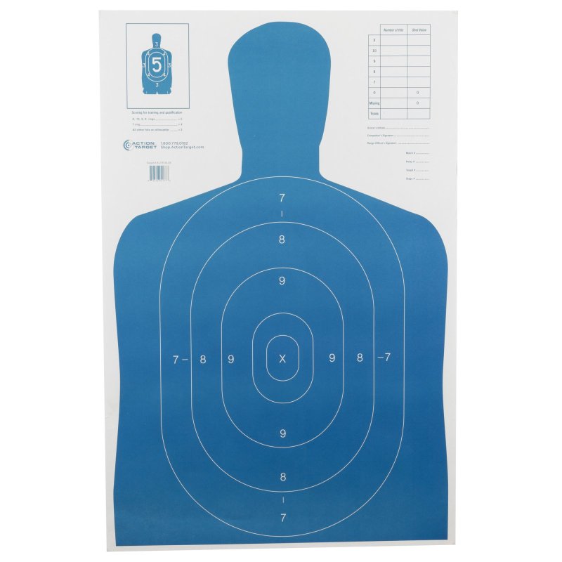 Action Target B27EBLUE100 23x35 Blue Silhouette Paper Targets 100pk