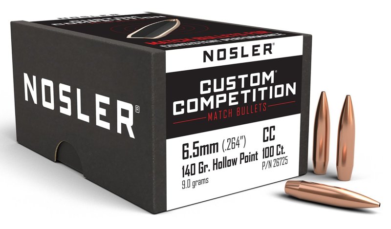 Nosler Custom Competition 6.5mm 140 Grain Hollow Point 100 Count
